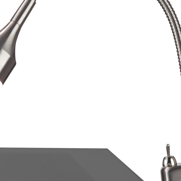 Homeroots Brushed Steel Metal LED Clip Lamp9 x 4-13 x 9.5-14.5 in. 372542 - main